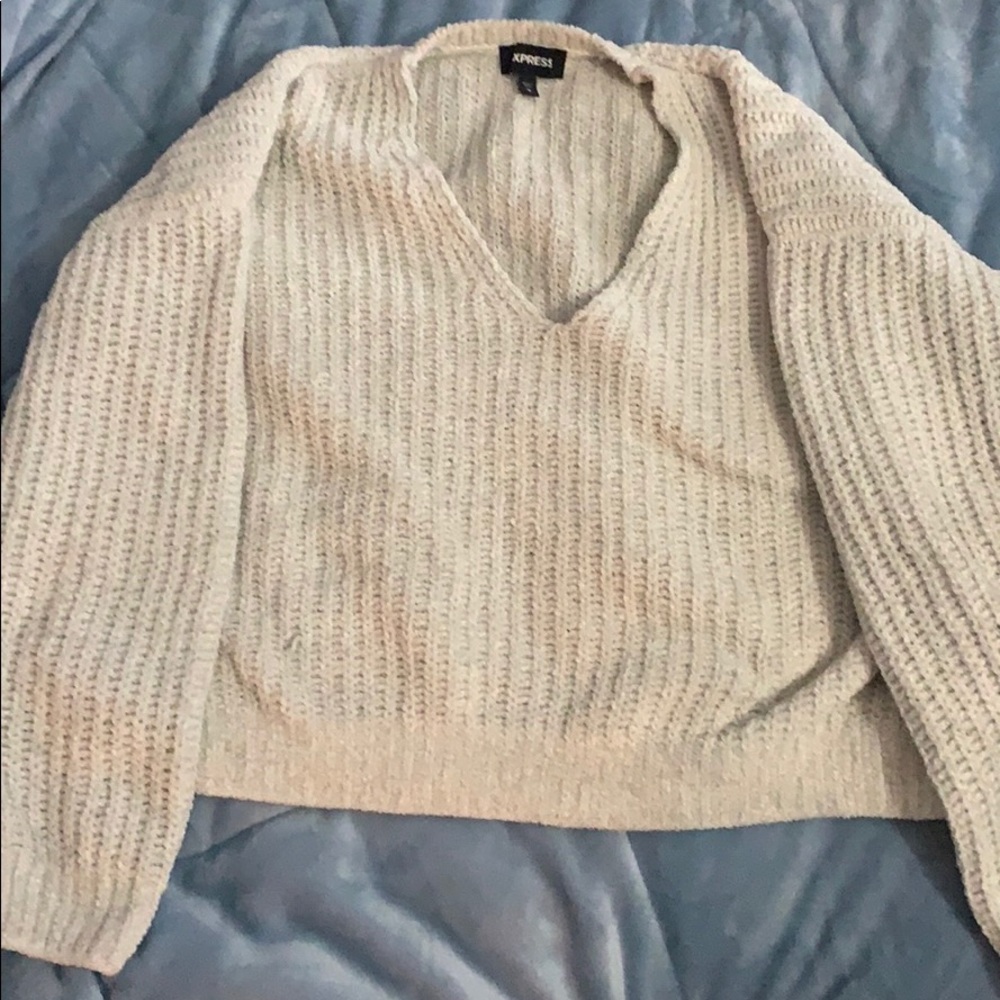 Express white sweater v neck